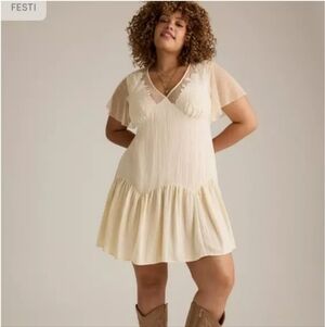 NWT Torrid Festi Birch Mini Tunic Dress Boho Embroidered Plus Size 1 / 1X /14-16